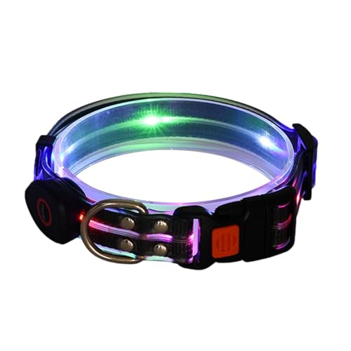 Collar brillante para perro, recargable, impermeable, con luz LED, ajustable, para mascotas, resistente a la intemperie, luces recargables por USB, para caminar, al aire libre