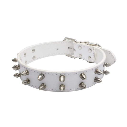 Collar para Mascotas de Doble Hilera Con Tachuelas, de Remache para Perros Medianos y Grandes, de PU, Cadena para Perros