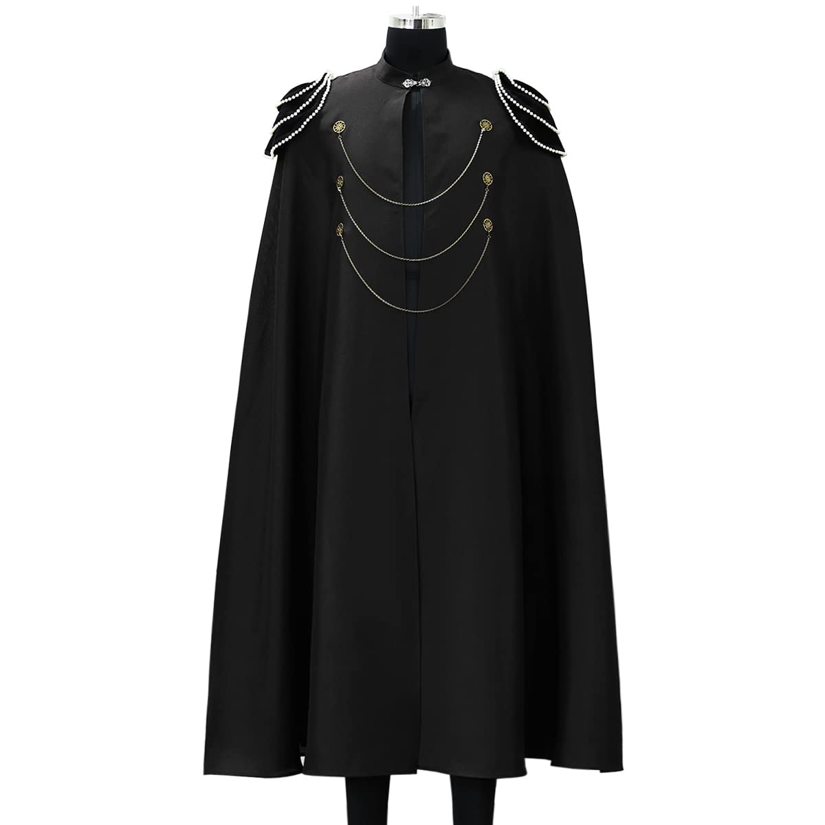 COSDREAMER Capa de bruja para hombre, capa medieval renacentista (Negro, XXL)