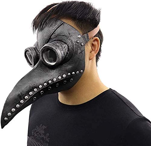 Disfraz MáScara de Pico Halloween,Falsa Piel Plaga Doctor MáScara,MéDico de Peste Pico de PáJaro de Nariz Larga,Accesorios de Disfraces Steampunk para Carnaval de Fiesta para Adultos