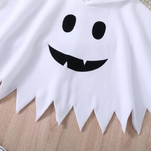 Disfraz Fantasma Bebe Disfraz Halloween con Capucha Capa Halloween Poncho Y Pantalone Negro Conjunto Bebe Recien Nacido 3-24 Meses Disfraces Fantasma de Terror para Niña, Niño