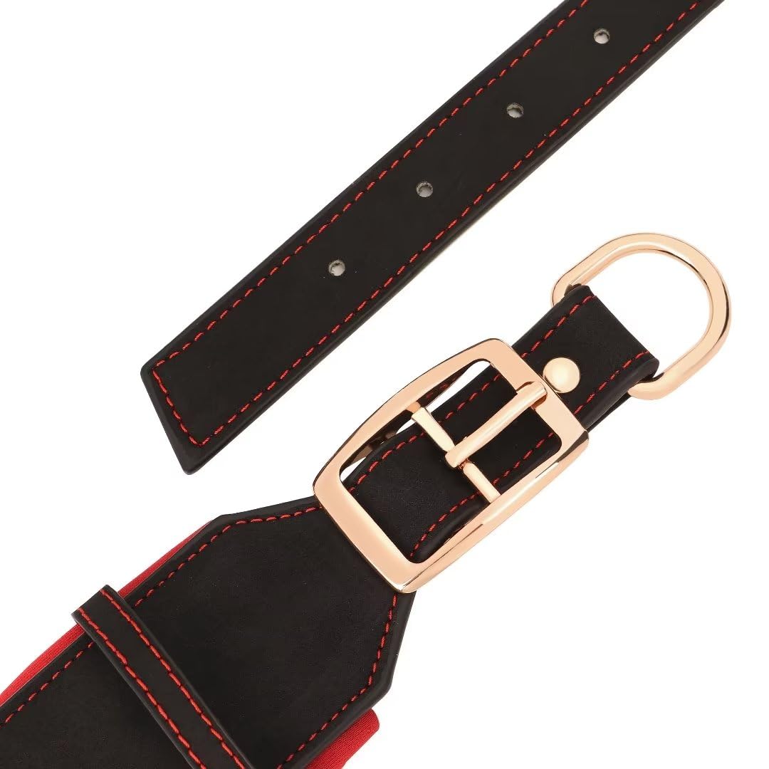 PET ARTIST Collar De Perro Grande De Cuero Personalizado De Gama Ancha - Collar De Perro Grande Acolchado Suave Y Grueso, Tamaño De Perro Grande Mastín Rottweiler, Negro XL