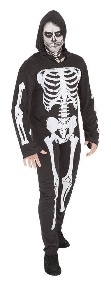 Disfraz Esqueleto para Adulto, Jumpsuit Impreso con Capucha, Oficial Rubies para Halloween, Carnaval, Fiestas, Cumpleaños