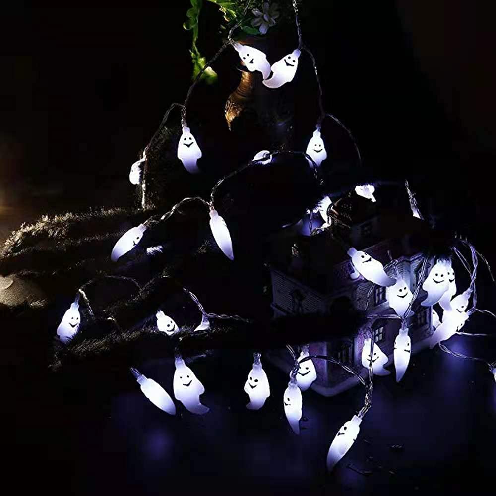 Cadena Luces Halloween, 3M 20 LEDs Luces de Decoración de Halloween,Fantasma Cadena de Luces a Batería,Fantasma String Light, Halloween led String Lights, lámpara de decoración de Halloween