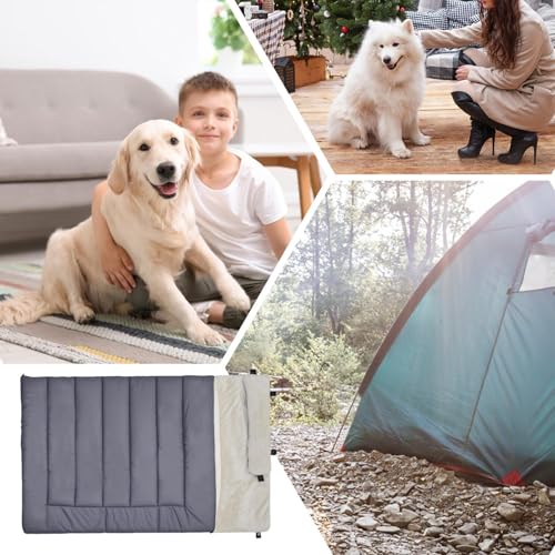 Saco de dormir para perros – Cama para perro con almohada | Saco de dormir plegable impermeable para perros pequeños y grandes | Aislamiento ligero para senderismo y uso al aire libre | Mascota