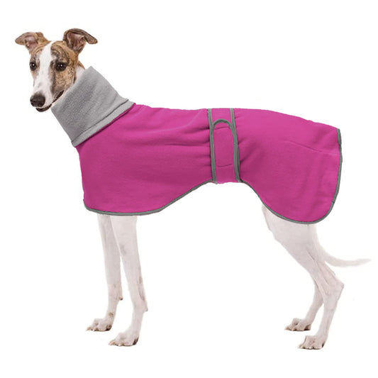 Geyecete - Abrigo con Forro Polar para Perro, con Bandas Ajustables, para Invierno Clima frío,Jersey con Agujero del arnés, para medianos y Grandes Perros Galgo-Rosa-XS