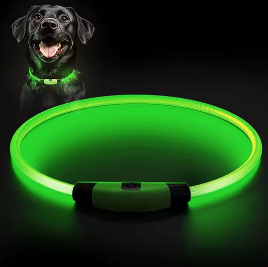 Collar con LUZ LED, 7 Colores Intercambiables, Resistente AL Agua, para Mascotas Seguridad Nocturna, Collar Luminoso Que Brilla en la Oscuridad. Recargable por USB, Tamaño Ajustable.