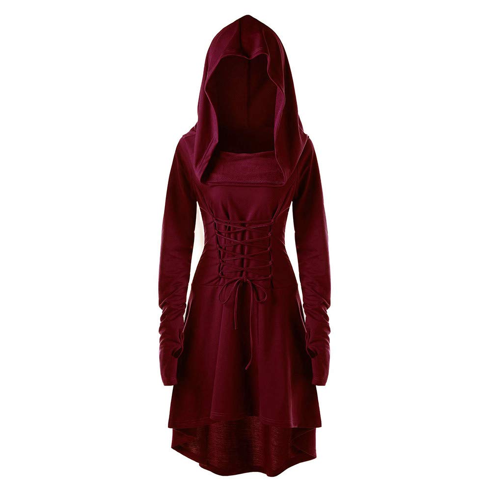 Disfraz renacentista para mujer, bata con cordones, vestido medieval con capucha, manga larga, retro, gótico, cosplay, Halloween, carnaval, Halloween, fiesta, disfraz, carnaval, Navidad,