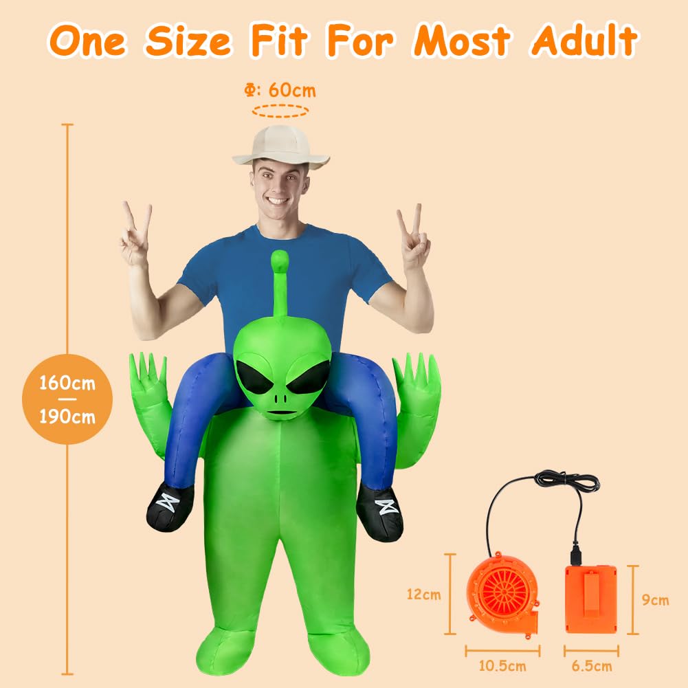 Disfraz Inflable Alien Hinchable, Adulto Inflable Disfraz Verde Aliendivertido para Disfraz De Fiesta Carnaval, Disfraz Halloween Cosplay Cumpleaños Navidad Carnaval Fiesta Mardi Gras Navidad