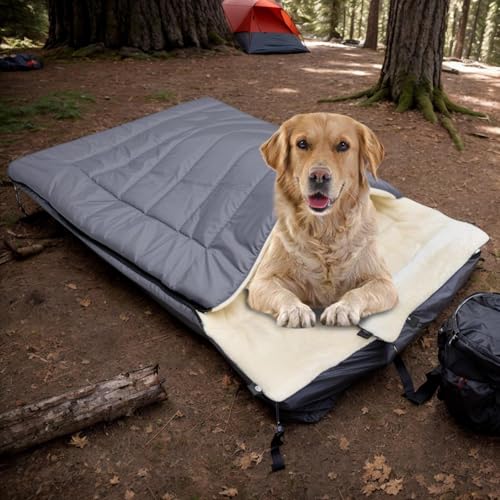 Saco de dormir para perros – Cama para perro con almohada | Saco de dormir plegable impermeable para perros pequeños y grandes | Aislamiento ligero para senderismo y uso al aire libre | Mascota