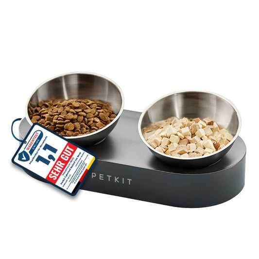 PETKIT CYBERTAIL Cuenco Elevado e Inclinado de Acero Inoxidable, Cuenco de alimentación Antideslizante sin derrames, para Gatos y Perros pequeños