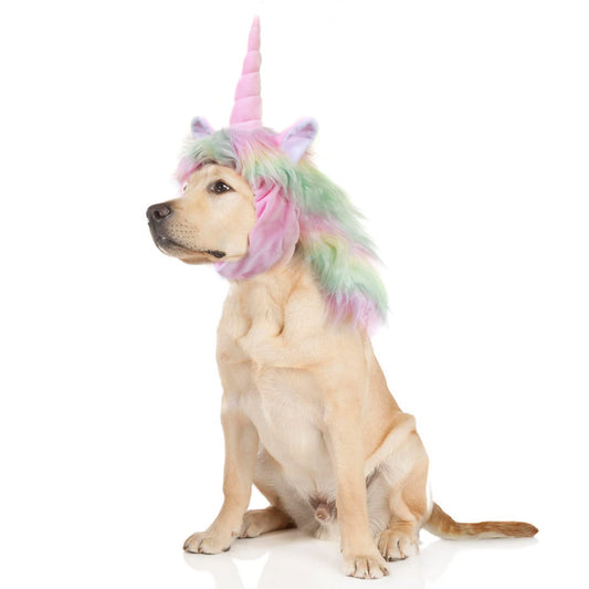 Disfraces de Reideer para Mascotas, Linda Peluca Peluda para Halloween, Navidad, Accesorios de Ropa para Mascotas (Unicornio, Talla M)