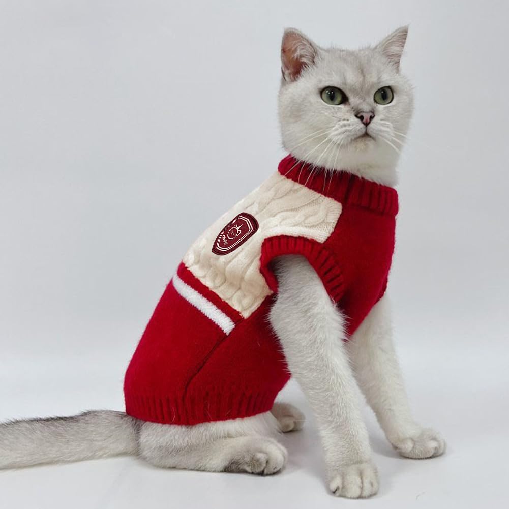 Abrigo Jerseys para Perros, Jersey de Punto cálido para Mascotas para Perros pequeños y medianos Jersey para Cachorros Chaleco suéter para Perro Ropa de Invierno para Mascotas Jersey de Punto (Rojo, S)