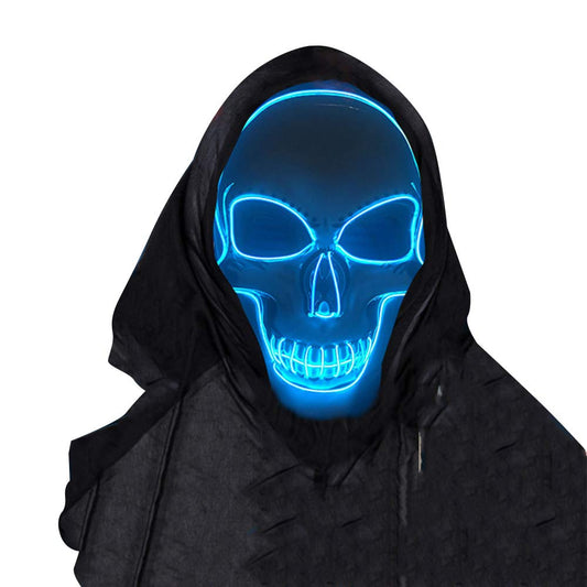 SOUTHSKY LED Maschera Cranio Faccia Maschera Luminosa Maschera Notte Luce Neon EL Light Up for Halloween Costume Cosplay Party (Azul)