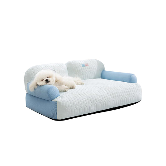 Galatée Cama Refrescante para Perros, Cama Ortopédica De Espuma, Funda Extraíble y Lavable, Sofá Cama para Mascotas con Laterales Acolchados, Cama Suave y Relajante para Gatos(M, Azul)
