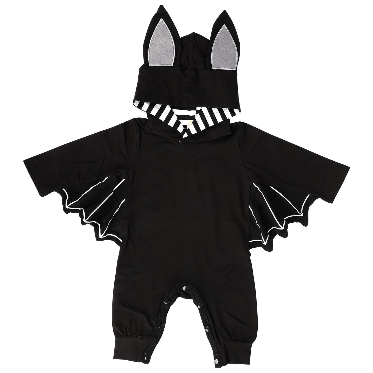 Disfraz Halloween Bebe, Divertido Conjunto de Traje de Murciélago con Capucha y Sombrero de Orejas Como Disfraces de Halloween para Recién Nacidos de 0-18 meses