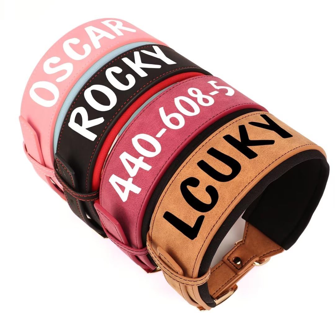 PET ARTIST Collar De Perro Grande De Cuero Personalizado De Gama Ancha - Collar De Perro Grande Acolchado Suave Y Grueso, Tamaño De Perro Grande Mastín Rottweiler, Negro XL