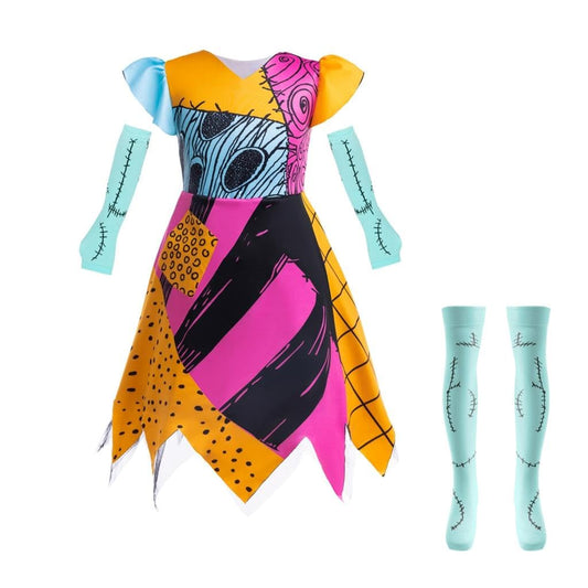 Lito Angels Disfraz Vestido de Sally Halloween Navidad con Accesorios para Niñas Pequeñas Talla 18-24 Meses, Naranja (Número de etiqueta 100)