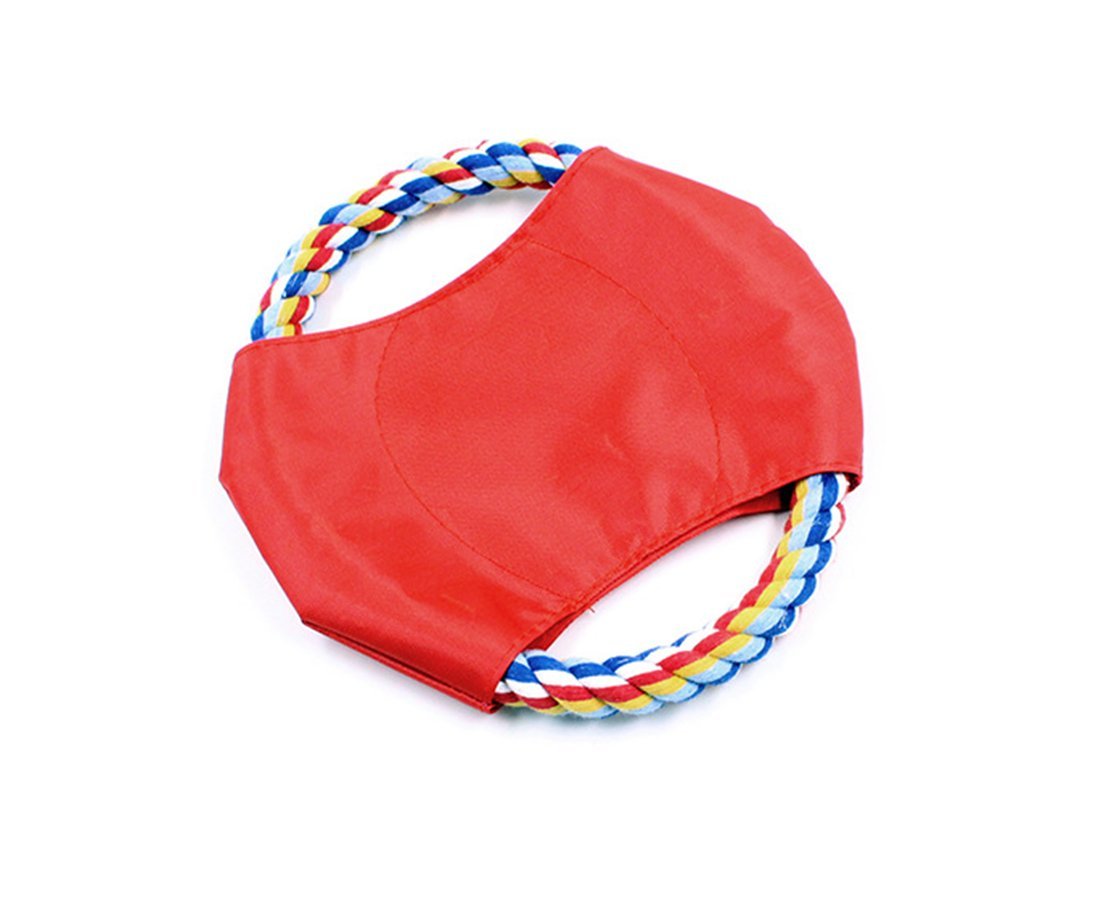 Frisbee - Cuerda de algodón para mascotas, cuerda de algodón para perro, lona de frisbee, juguetes interactivos de entrenamiento (color al azar)