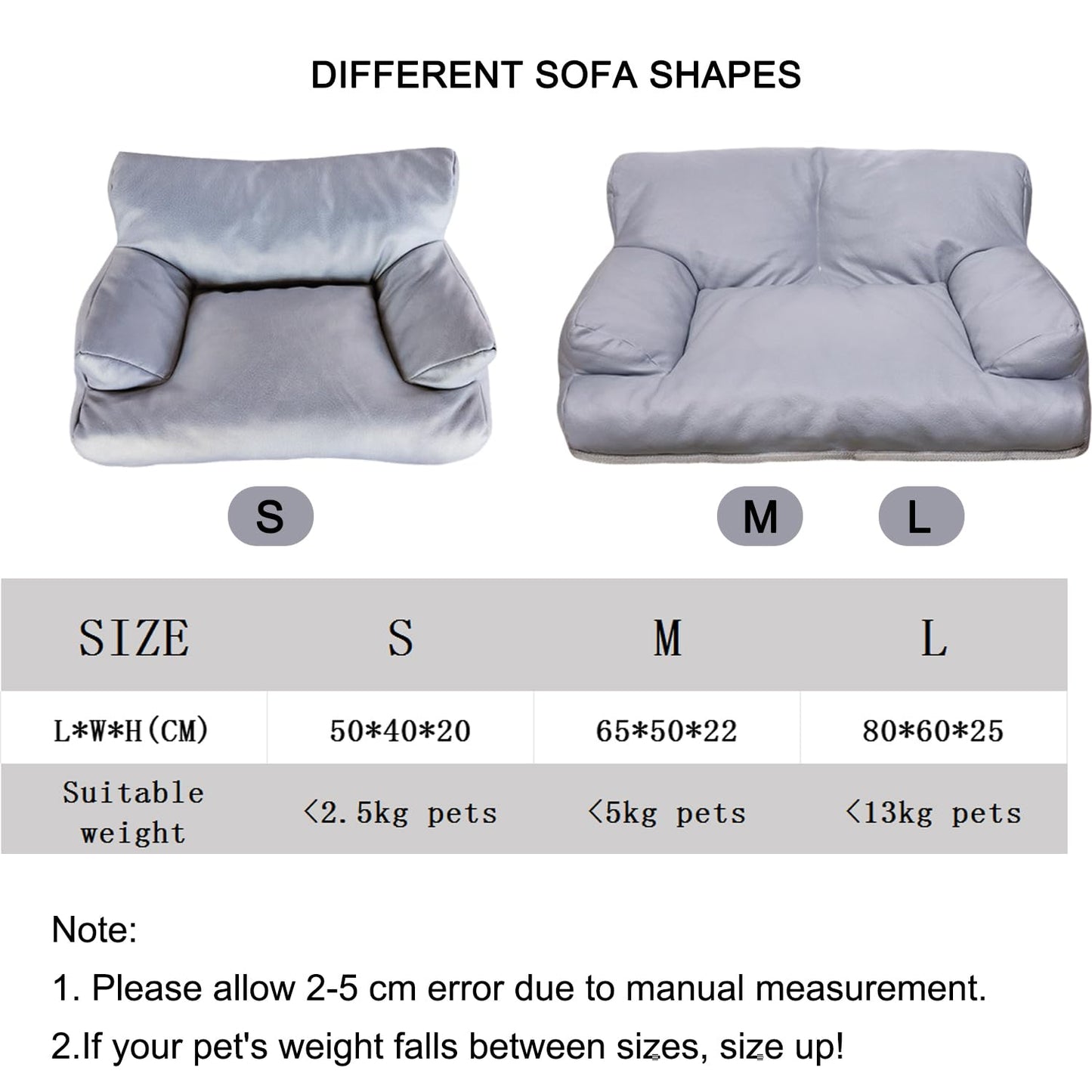 Cama impermeable para perro, almohada gruesa, sofá cama para perros, sofá lavable para gatos con base antideslizante, soporta camas para gatos, antiansiedad, sueño profundo (gris, M-65 x 50