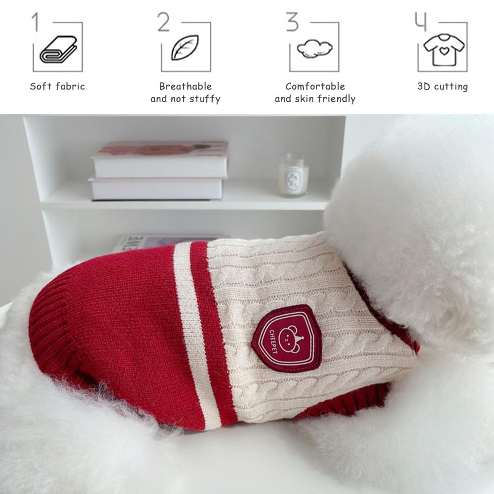 Abrigo Jerseys para Perros, Jersey de Punto cálido para Mascotas para Perros pequeños y medianos Jersey para Cachorros Chaleco suéter para Perro Ropa de Invierno para Mascotas Jersey de Punto (Rojo, S)
