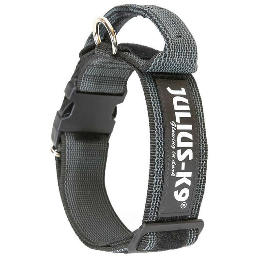 Collar Color & Gray con la manija, la cerradura de seguridad y el remiendo intercambiables, 50 mm (49-70 cm), Negro-Gris
