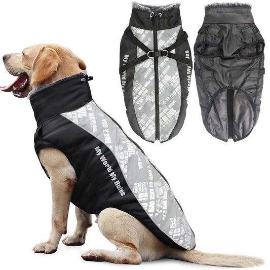Abrigo para Perros Chaqueta cálida, Traje de Nieve Reflectante para Mascotas Deportes al Aire Libre Ropa Impermeable para Perros Chaleco para Perros Mediano Grande con Orificio para el arnés