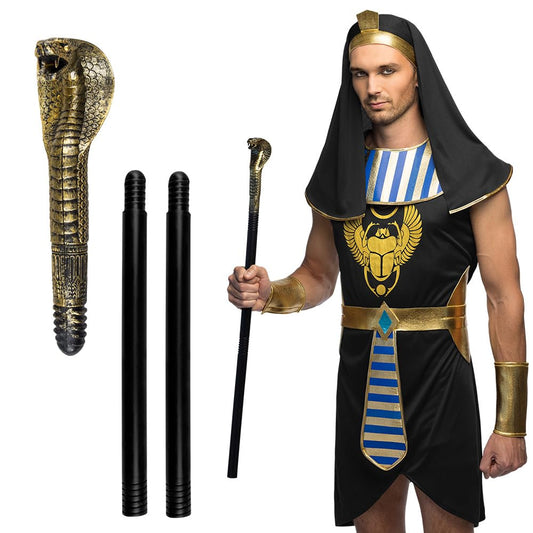 Disfraz Cetro de serpiente, 3 piezas, aprox. 82 cm, accesorio de disfraz para carnaval, fiesta temática y Halloween, accesorio para disfraz de vudú o África