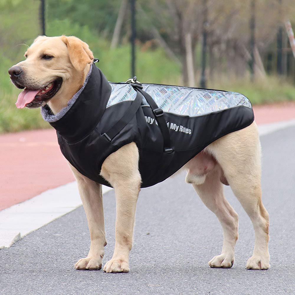 Abrigo para Perros Chaqueta cálida, Traje de Nieve Reflectante para Mascotas Deportes al Aire Libre Ropa Impermeable para Perros Chaleco para Perros Mediano Grande con Orificio para el arnés