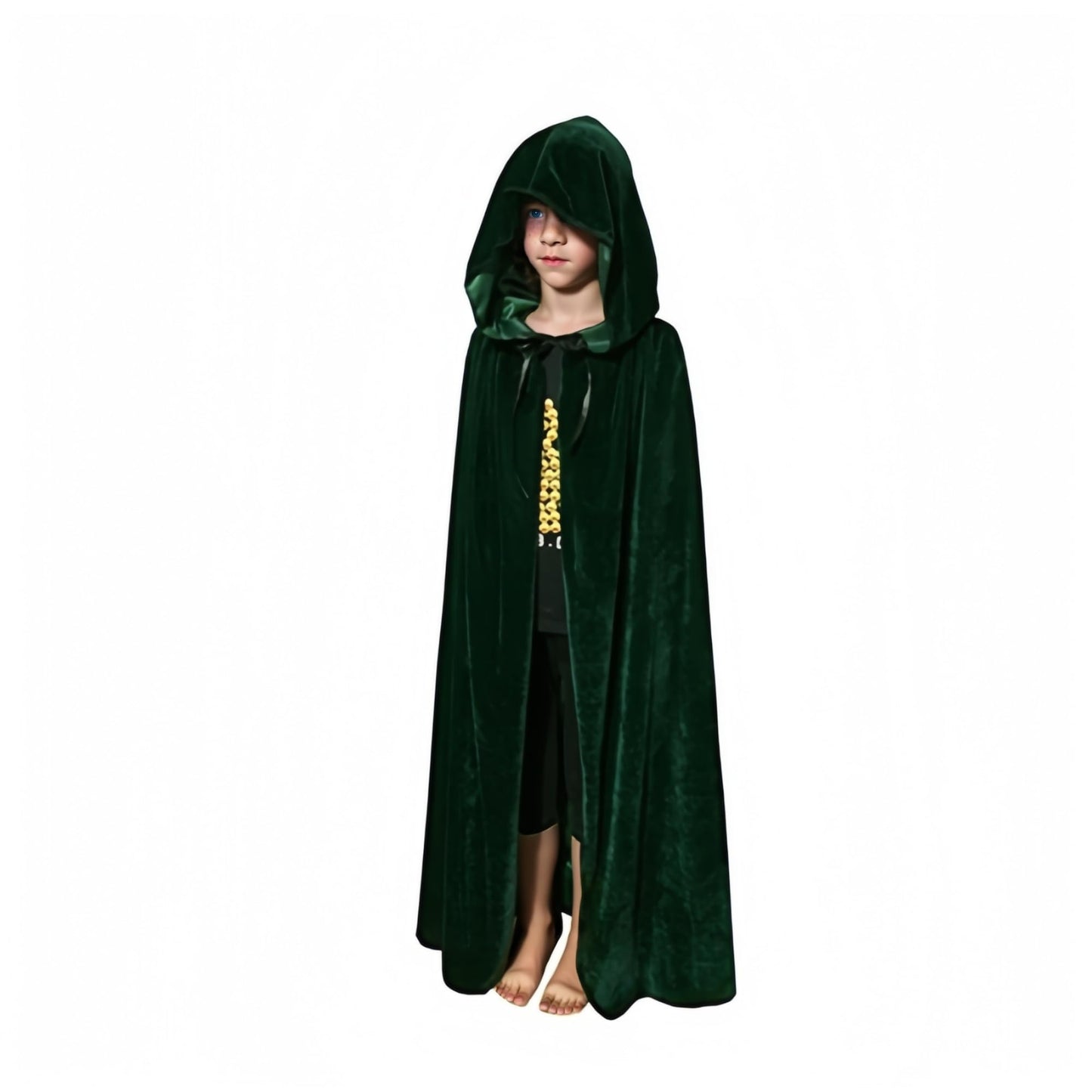Proumhang Verde Capa con Capucha Terciopelo para Niños Disfraces de Halloween Disfraces de Muerte Disfraces de Vampiro Costume para Niñas Trajes de Navidad 100 cm
