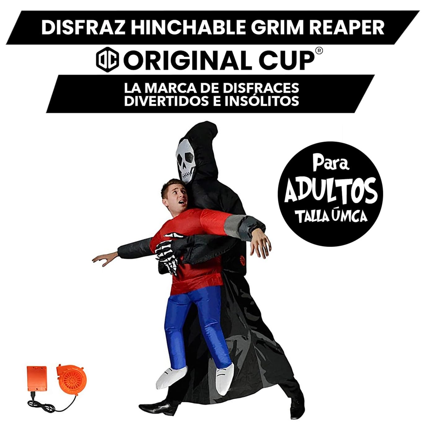 Disfraz de Halloween peculiar | Original | Tamaño adulto 160 a 190cm | Poliéster Cómodo | Resistente | Sistema de inflación incluido | OriginalCup