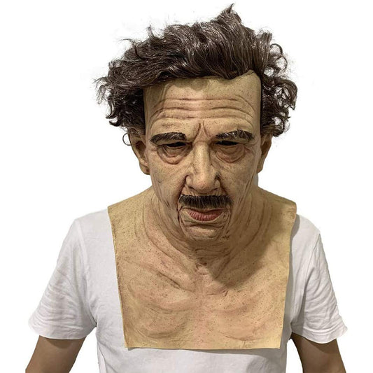 Máscara de Terror para Hombres Viejos de Halloween, Máscara de Cara Humana Realista Espeluznante, Máscara de Látex Antiarrugas para Adultos, Máscara para Hombre y Mujer, (B)