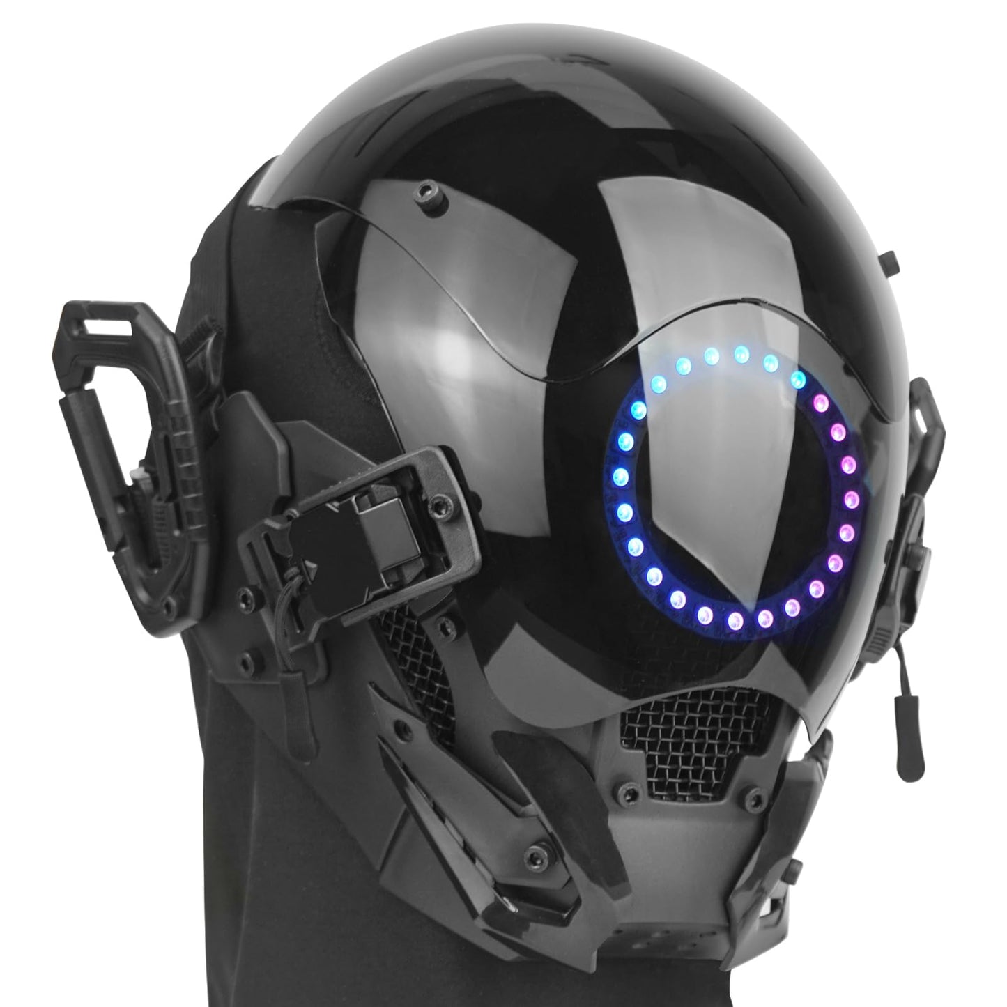 Marikito Máscara punk para hombre, máscara de neón brillante LED de ciencia ficción, perfecta para cosplay