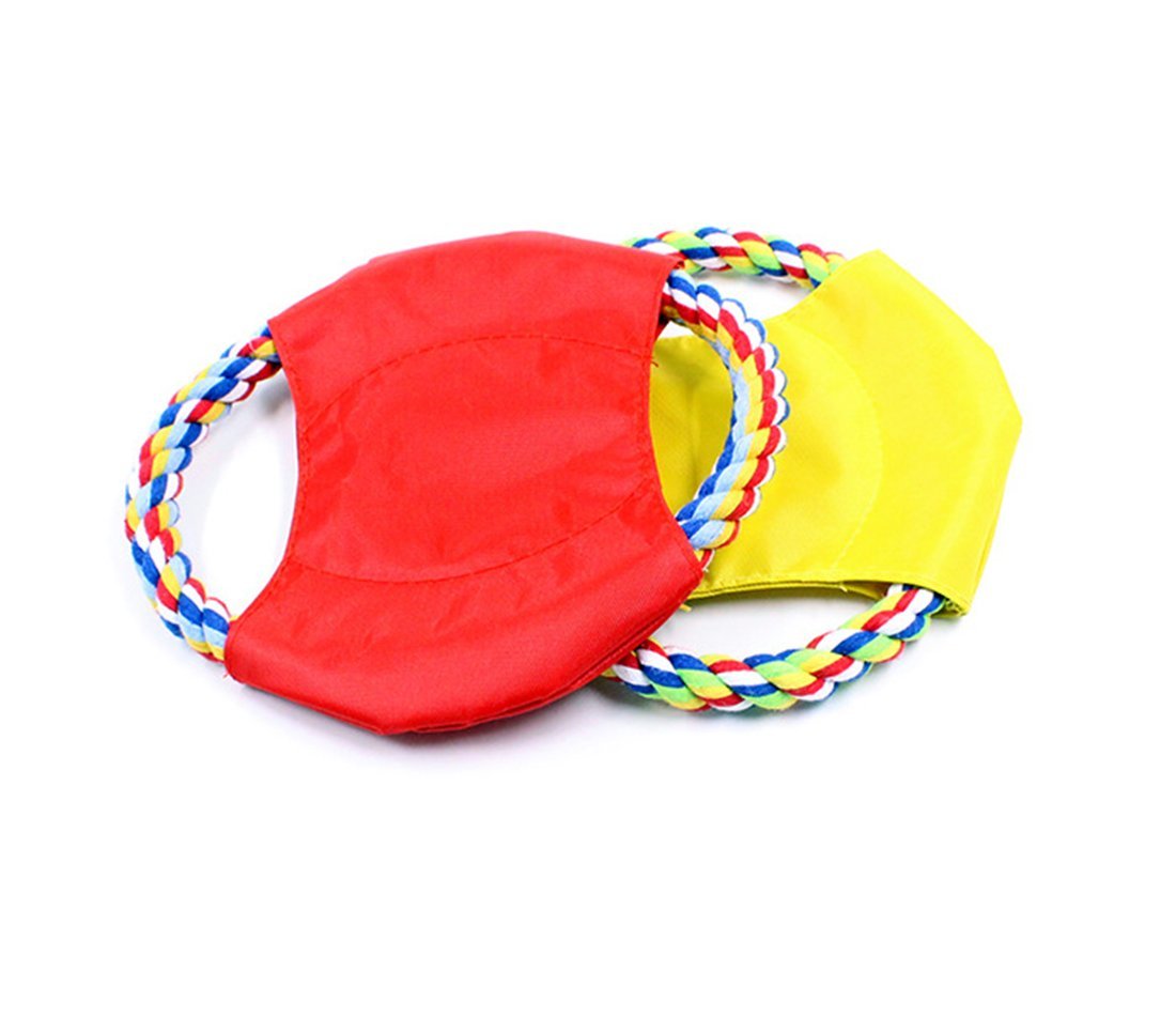 Frisbee - Cuerda de algodón para mascotas, cuerda de algodón para perro, lona de frisbee, juguetes interactivos de entrenamiento (color al azar)