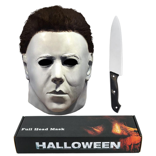 Kseyic Mascara Michael Myers,Halloween Horror Cosplay Costume Props Máscara de Látex de Cabeza Completa (A)