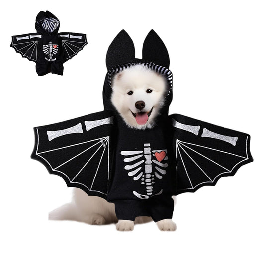 Disfraz Perro Halloween,ESYFOR Disfraz Halloween Perro Murciélago Cráneo Transpirable Cómodo Disfraces para Perros Ropa Divertida para Mascotas para Perros de Tamaño Mediano (L)