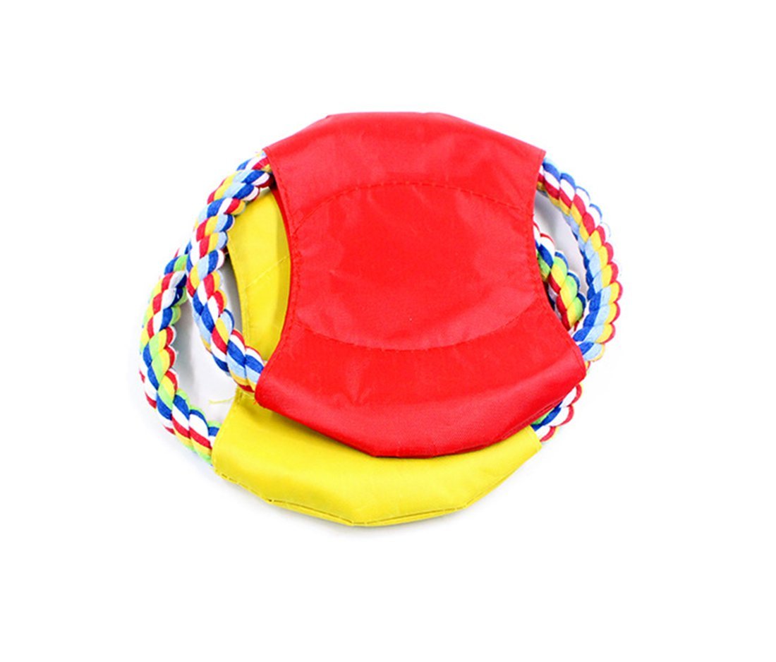 Frisbee - Cuerda de algodón para mascotas, cuerda de algodón para perro, lona de frisbee, juguetes interactivos de entrenamiento (color al azar)