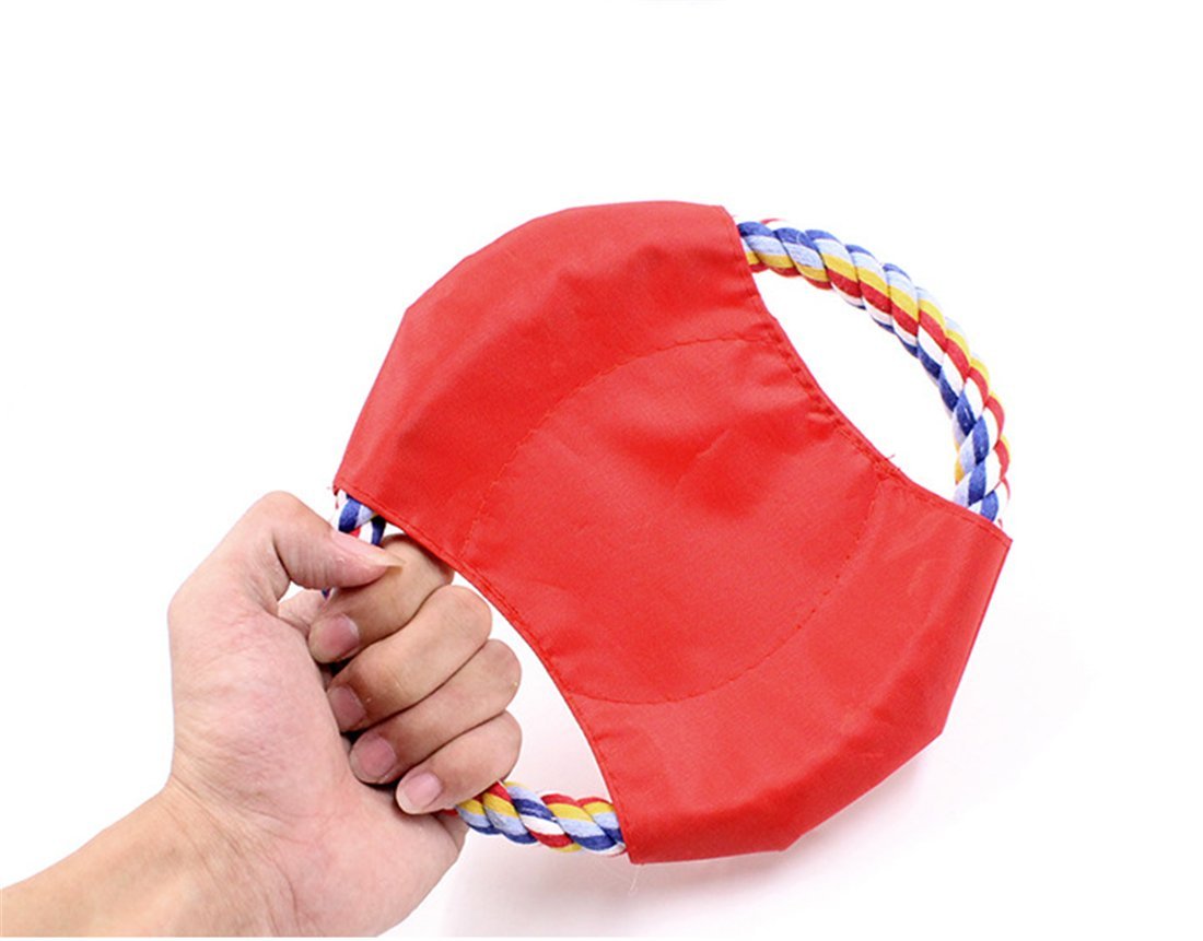 Frisbee - Cuerda de algodón para mascotas, cuerda de algodón para perro, lona de frisbee, juguetes interactivos de entrenamiento (color al azar)