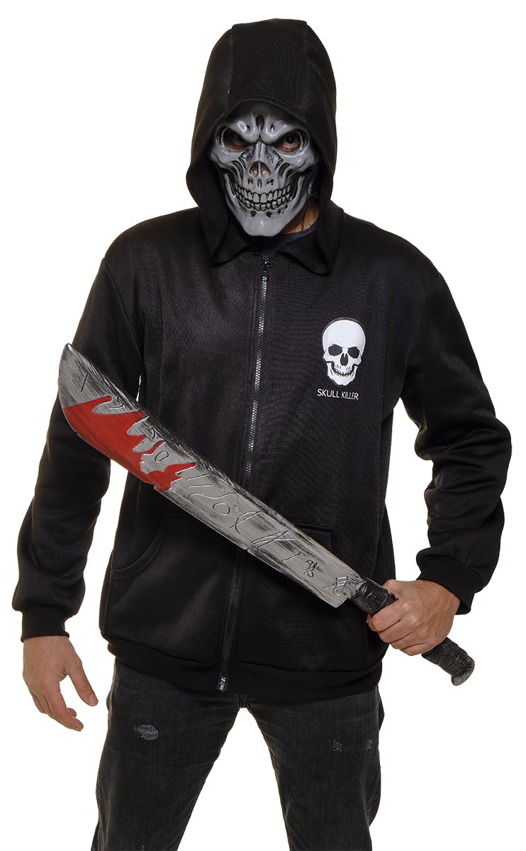 Disfraz Skull Killer para adulto, Set con Sudadera y máscara, Oficial Halloween, Carnaval, Fiestas