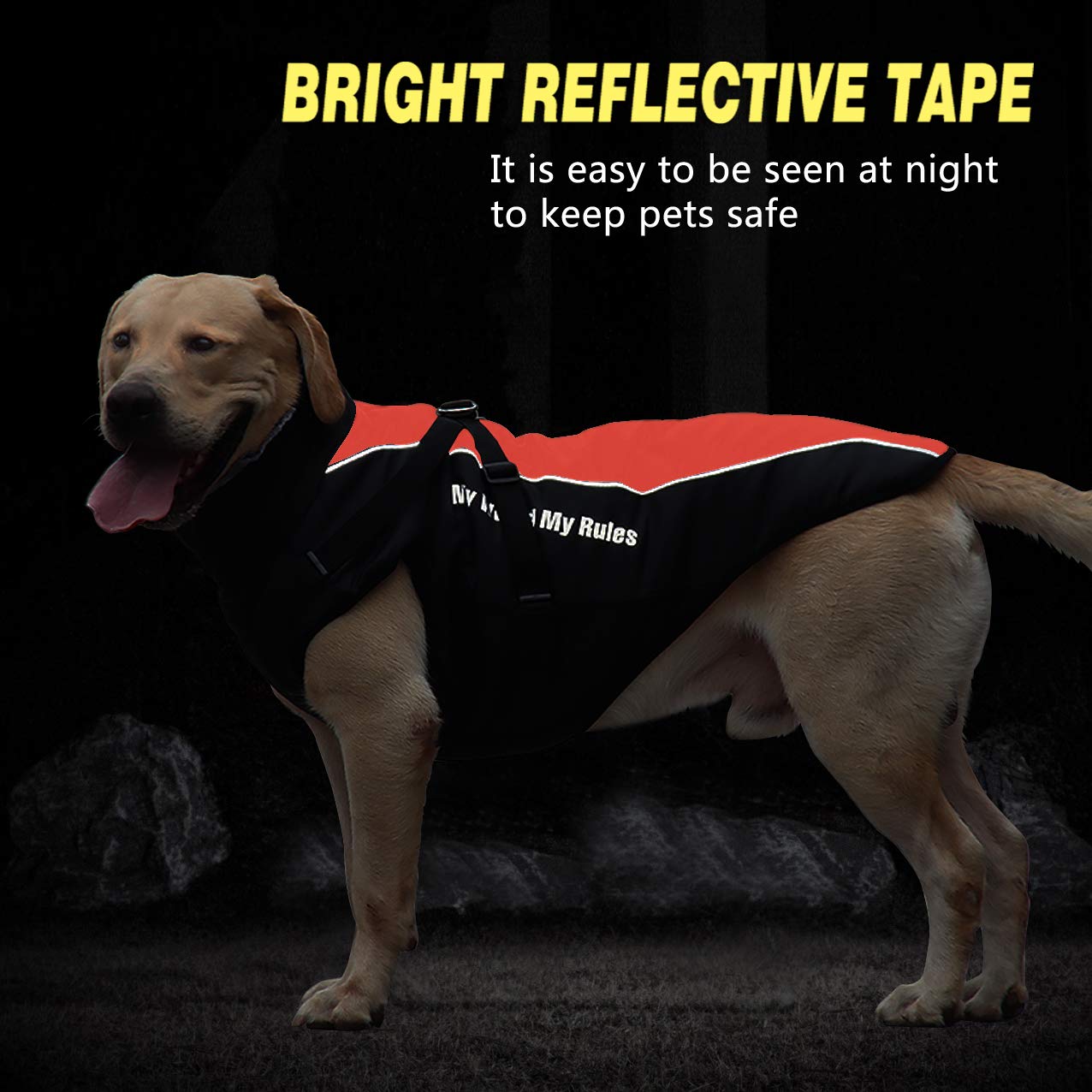 Abrigo para Perros Chaqueta cálida, Traje de Nieve Reflectante para Mascotas Deportes al Aire Libre Ropa Impermeable para Perros Chaleco para Perros Mediano Grande con Orificio para el arnés