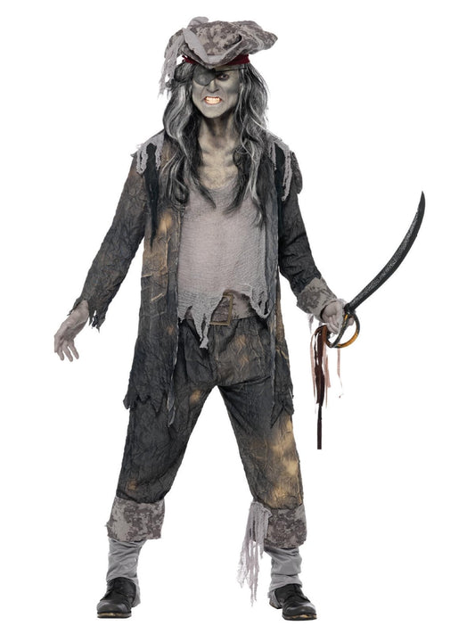 Disfraz de espíritu de Ghost Ship, con chaqueta, pantalón y sombrero Halloween