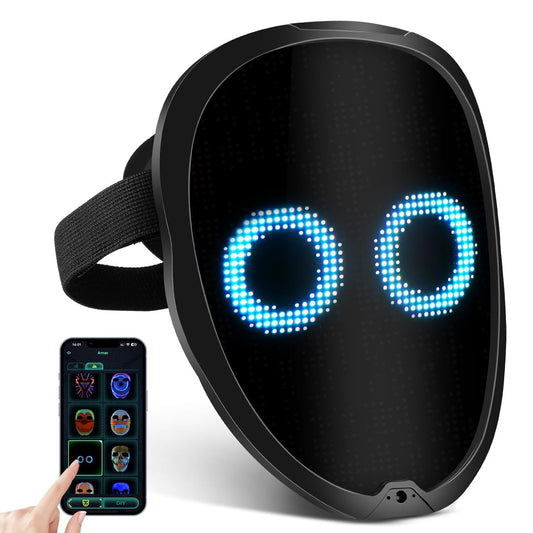 Máscara Facial LED Luminosa, Máscara LED Recargable Con Modos De Transformación Facial Con Detección De Gestos, Soporte De Control APP Para iOS Android, Adecuada Para Disfraces De Cosplay Halloween