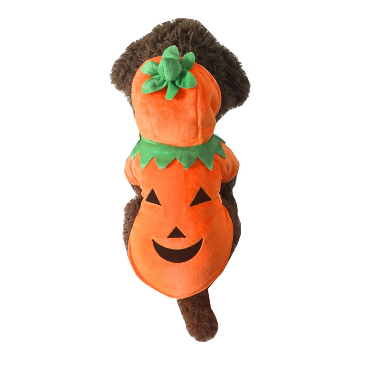 Disfraz de Calabaza de Halloween para Perro, Gato, Disfraz de Cosplay para Mascotas, Trajes cálidos de Forro Polar con Capucha de Animales, Ropa de otoño e Invierno (Talla S)
