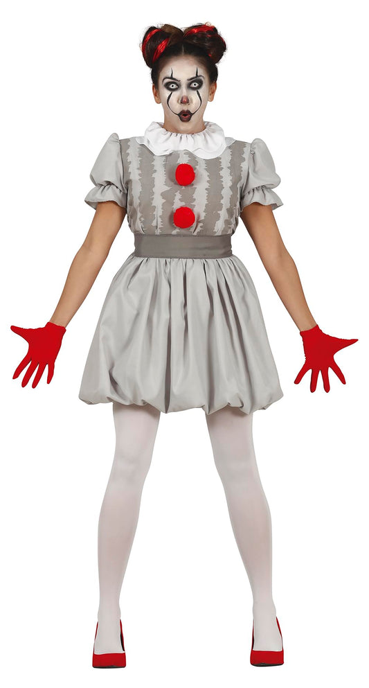 Disfraz de Payasa Vestido Gris para Mujer Adulta Talla S 36-38