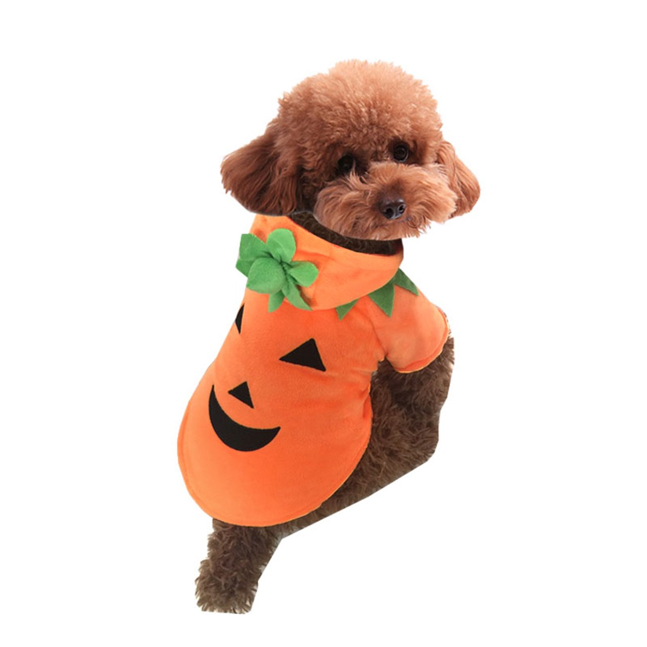 Disfraz de Calabaza de Halloween para Perro, Gato, Disfraz de Cosplay para Mascotas, Trajes cálidos de Forro Polar con Capucha de Animales, Ropa de otoño e Invierno (Talla S)
