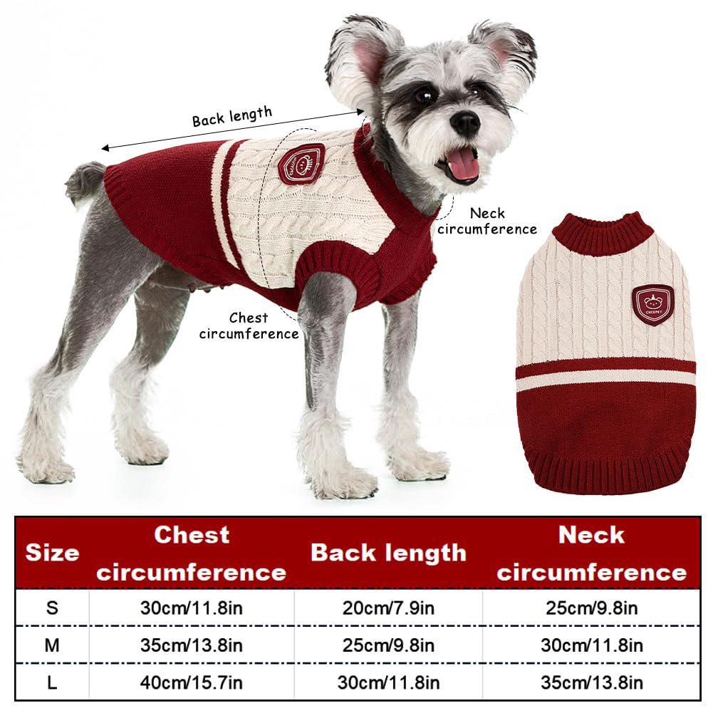 Abrigo Jerseys para Perros, Jersey de Punto cálido para Mascotas para Perros pequeños y medianos Jersey para Cachorros Chaleco suéter para Perro Ropa de Invierno para Mascotas Jersey de Punto (Rojo, S)