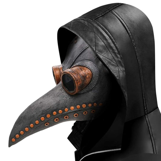 Disfraz Máscara de pájaro de médico de la peste para fiesta de Halloween, máscara de látex suave punk, máscara ajustable para fiesta de Halloween, accesorios de juego de rol (gris)