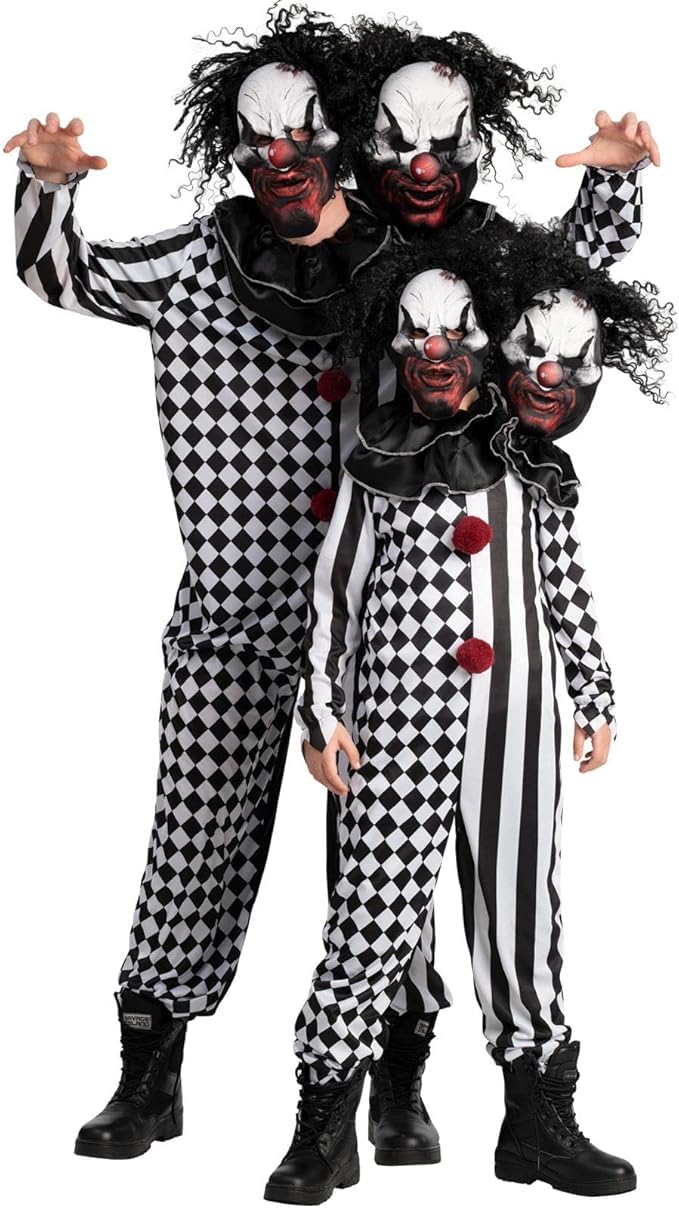 Disfraz Payaso Terrorífico, Traje de Payaso Malvado para Halloween, Disfraces de Payaso Espeluznante para Hombres, L