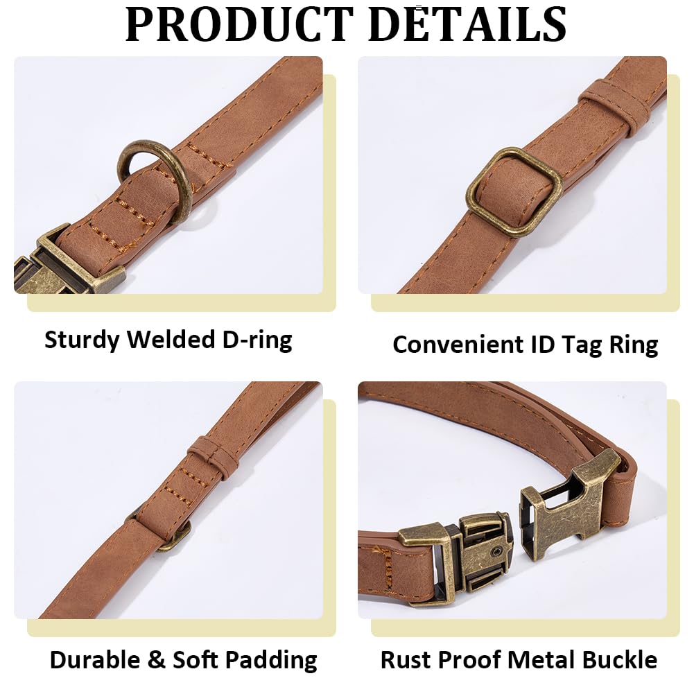 Collar Martingala de Liberación Rápida para Perros de 34 a 50cm, de Cuero Sintético Enrollado, Resistente, con Hebilla Antioxidante, Ajustable Y Duradero, para Perros Pequeños, Medianos