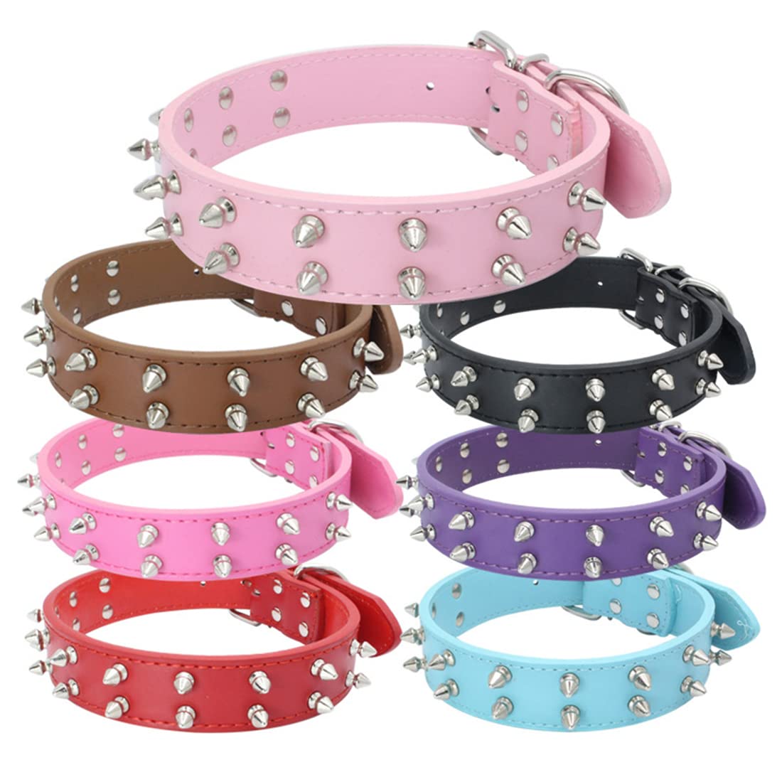 Collar para Mascotas de Doble Hilera Con Tachuelas, de Remache para Perros Medianos y Grandes, de PU, Cadena para Perros